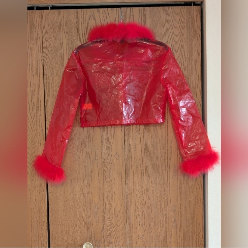 Dolls Kill Fiery Red Faux Fur Jacket - Picture 2 of 4